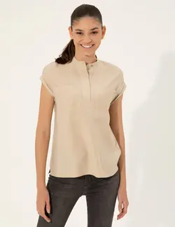 بلوز زنانه راحت بژ پیرکاردین