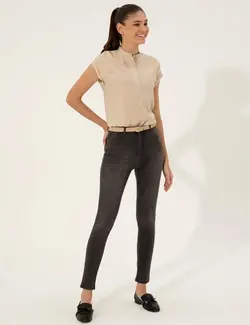 بلوز زنانه راحت بژ پیرکاردین