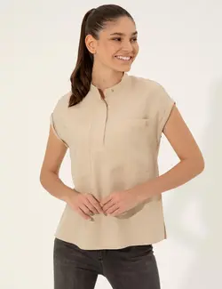 بلوز زنانه راحت بژ پیرکاردین