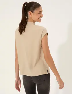 بلوز زنانه راحت بژ پیرکاردین