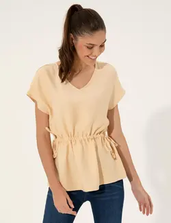 بلوز زنانه راحت بژ پیرکاردین