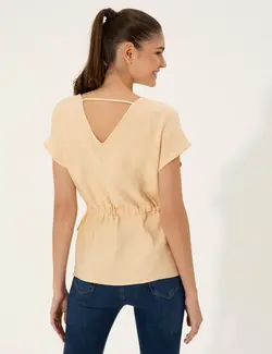 بلوز زنانه راحت بژ پیرکاردین