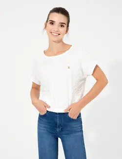 بلوز زنانه کراپ سفید پیرکاردین