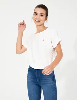 بلوز زنانه کراپ سفید پیرکاردین