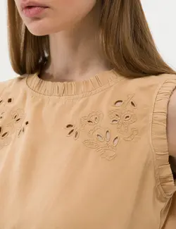 بلوز زنانه کراپ بژ پیرکاردین