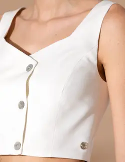 بلوز زنانه کراپ بژ پیرکاردین