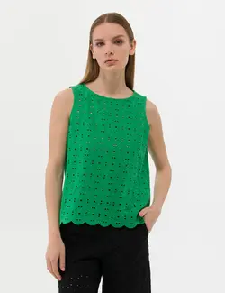 بلوز زنانه کراپ زمردی پیرکاردین