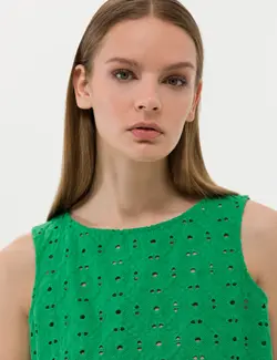 بلوز زنانه کراپ زمردی پیرکاردین