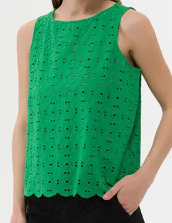 بلوز زنانه کراپ زمردی پیرکاردین