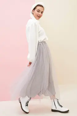 دامن زنانه خاکستری دفاکتو