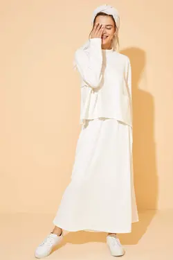 دامن زنانه سفید تیره دفاکتو