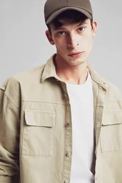 پیراهن جین آستین بلند مردانه خاکی دفاکتو