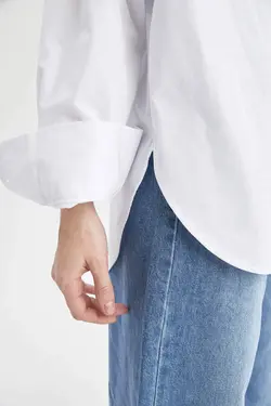 شومیز آستین بلند زنانه سفید دفاکتو