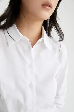 شومیز آستین بلند زنانه سفید دفاکتو