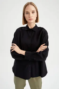شومیز آستین بلند زنانه سیاه دفاکتو