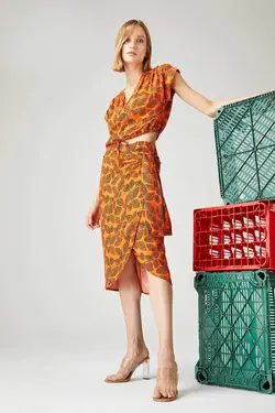 دامن زنانه نارنجی دفاکتو