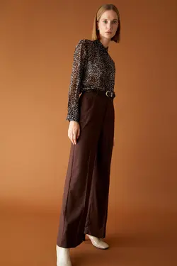 شلوار دمپا گشاد زنانه قهوه ای دفاکتو