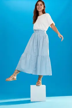 دامن زنانه آبی دفاکتو