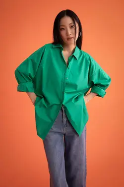 شومیز آستین بلند زنانه سبز دفاکتو