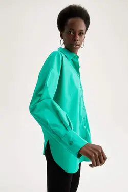 شومیز آستین بلند زنانه سبز دفاکتو