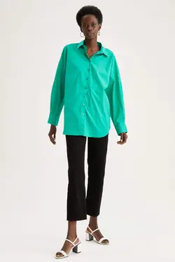 شومیز آستین بلند زنانه سبز دفاکتو