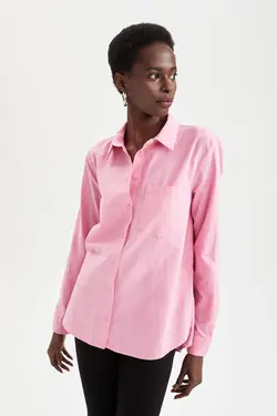 شومیز آستین بلند زنانه صورتی دفاکتو