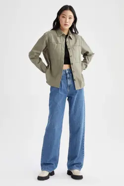 شومیز آستین بلند زنانه سبز دفاکتو