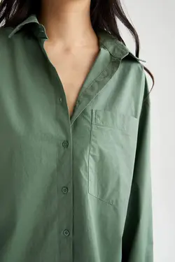 شومیز آستین بلند زنانه فیروزه ای دفاکتو