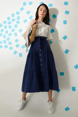دامن زنانه سرمه ای دفاکتو