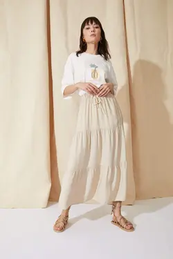 دامن زنانه سفید تیره دفاکتو