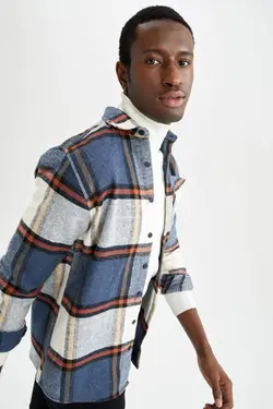 پیراهن آستین بلند مردانه سرمه ای دفاکتو