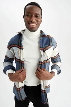 پیراهن آستین بلند مردانه سرمه ای دفاکتو