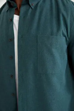 پیراهن آستین بلند مردانه سبز دفاکتو