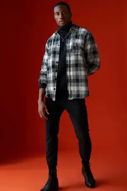 پیراهن آستین بلند مردانه سیاه دفاکتو