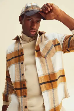 پیراهن آستین بلند مردانه قهوه ای دفاکتو