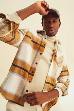 پیراهن آستین بلند مردانه قهوه ای دفاکتو