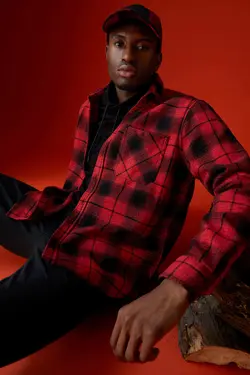 پیراهن آستین بلند مردانه قرمز دفاکتو