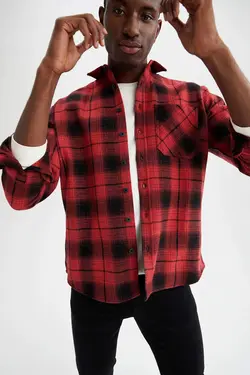 پیراهن آستین بلند مردانه قرمز دفاکتو