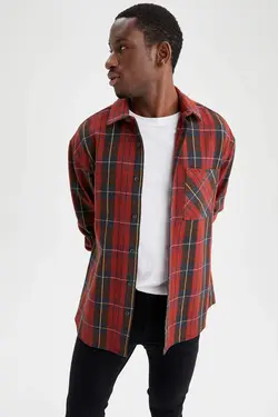 پیراهن آستین بلند مردانه زرشکی دفاکتو