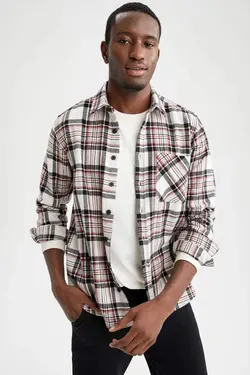 پیراهن آستین بلند مردانه سفید دفاکتو