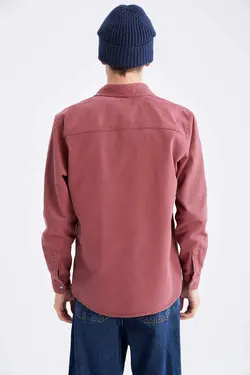 پیراهن جین آستین بلند مردانه زرشکی دفاکتو