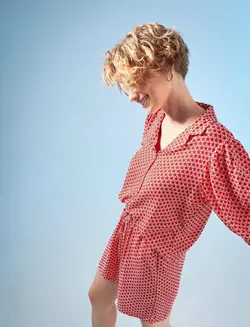 شومیز آستین کوتاه زنانه قرمز دفاکتو