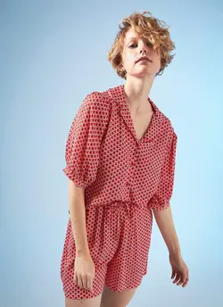 شومیز آستین کوتاه زنانه قرمز دفاکتو