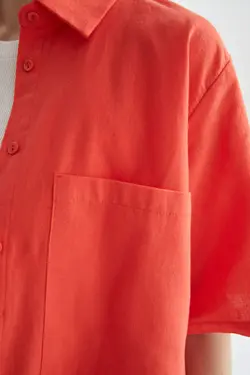 شومیز آستین کوتاه زنانه قرمز دفاکتو