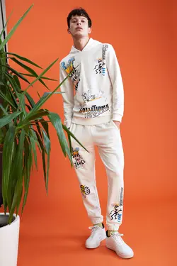 شلوار راحتی جاگر مردانه سفید تیره دفاکتو