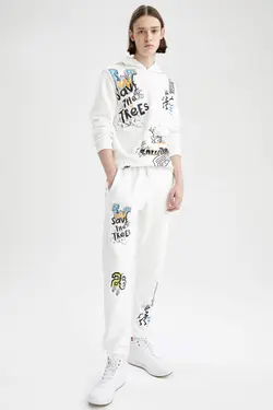 شلوار راحتی جاگر مردانه سفید تیره دفاکتو