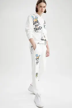 شلوار راحتی جاگر مردانه سفید تیره دفاکتو