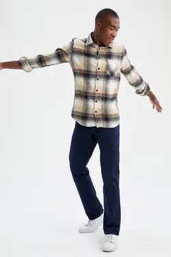 شلوار کتان مردانه سرمه ای دفاکتو