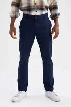 شلوار کتان مردانه سرمه ای دفاکتو