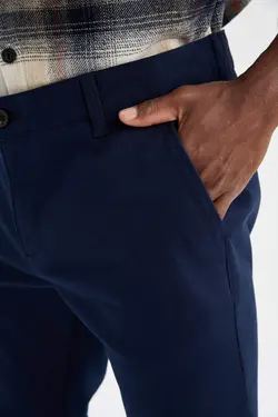 شلوار کتان مردانه سرمه ای دفاکتو